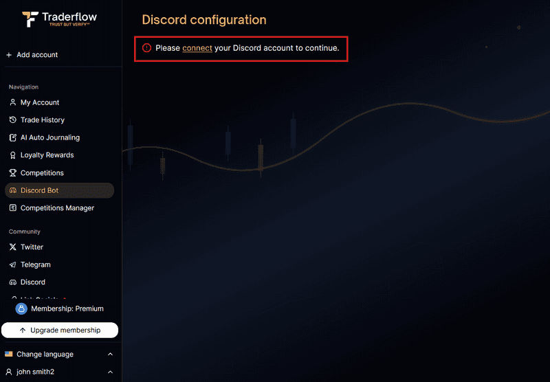 Discord account not connected message